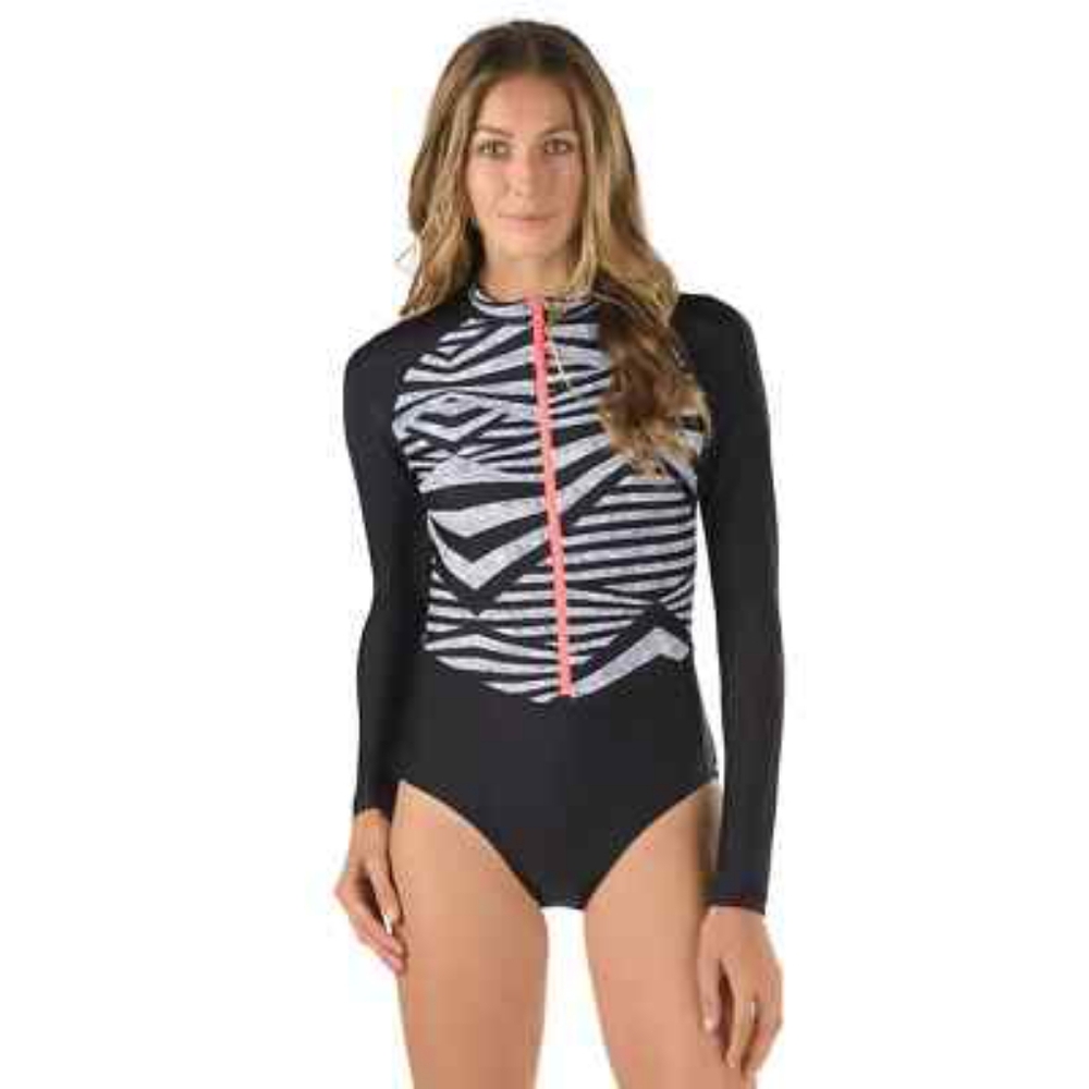 Speedo Granatina Long Sleeve Rash Guard One Piece Swimsuit ** SZ L